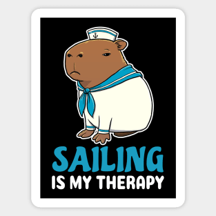 Sailing is my therapy cartoon Capybara Sailor Sticker